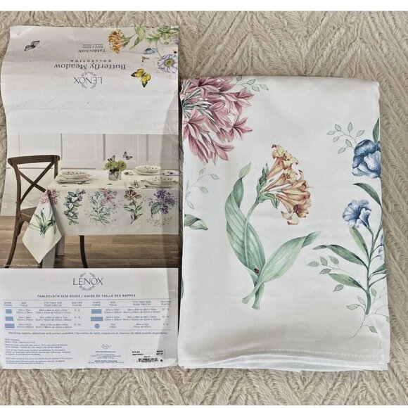 Lenox Butterfly Meadow Garden Multi Pastel Polyester Oblong Tablecloth 60" x120" - Picture 3 of 9